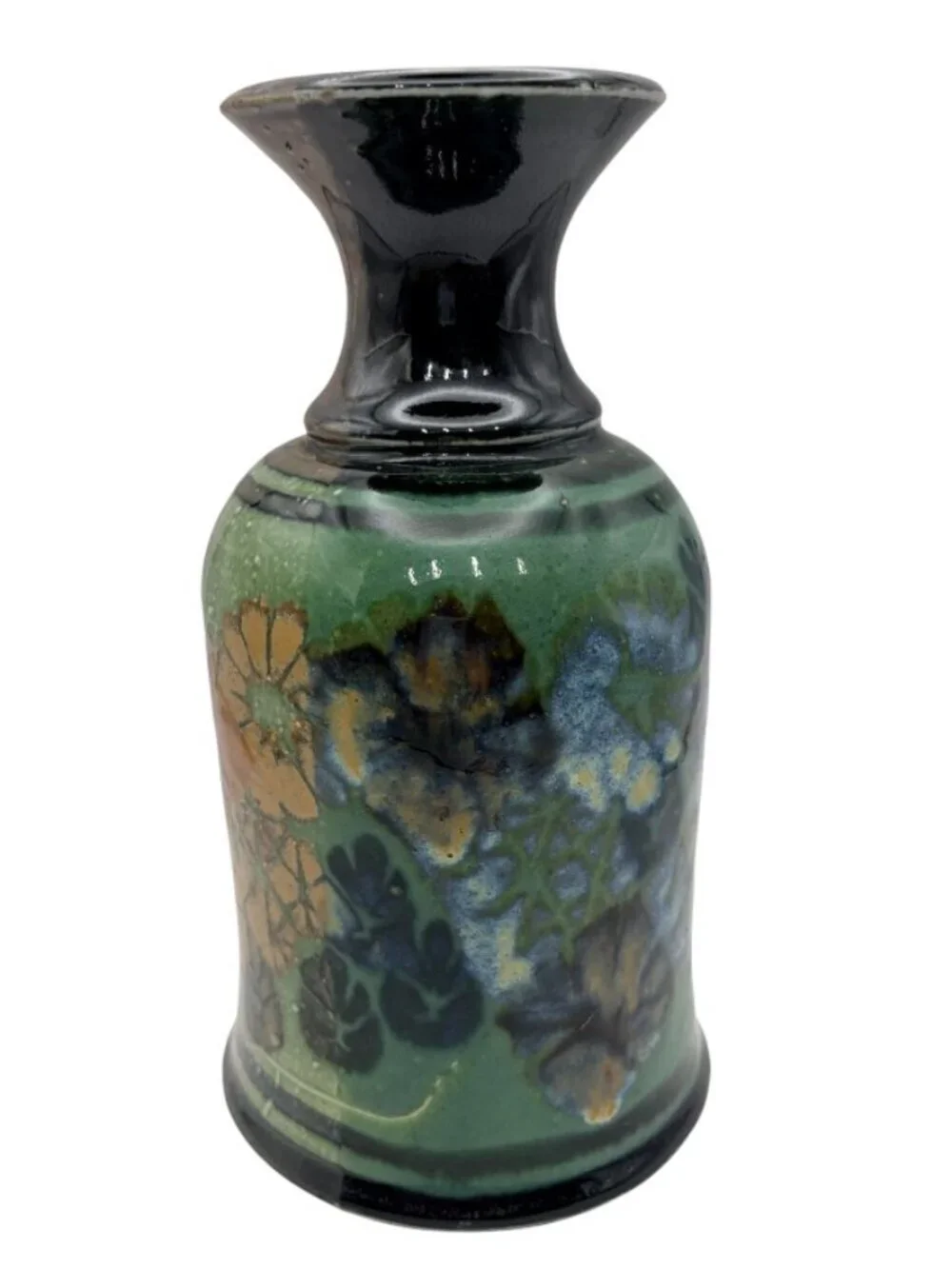 VTG 1980 Apple Lane Pottery Stoneware Vase by Bill Nagengast Handcrafted Floral